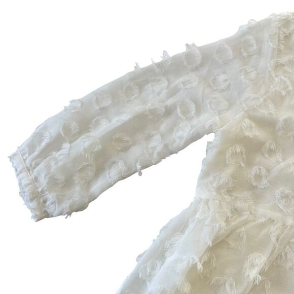 NWT Crescent Eyelash White Babydoll Long Sleeve Semi Sheer Mini Dress, Small - Picture 5 of 13